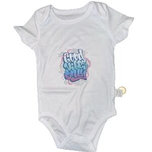 Unisex White Baby One Piece Bodysuit with Graphic Design 6-9 months